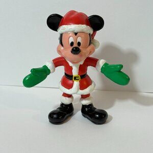 Vintage 1990s Disney Bendable PVC Mickey Mouse Christmas Figure 3.5" Toy Figure